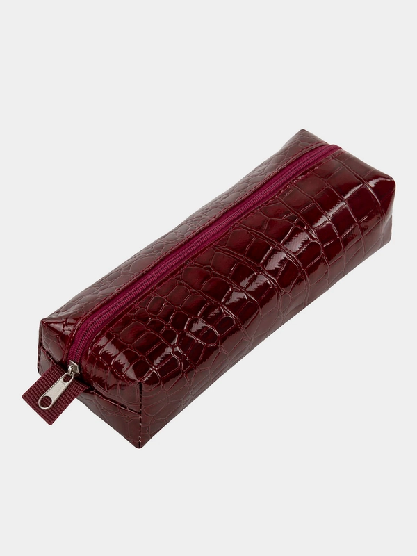 Пенал-косметичка Brauberg, крокодиловая кожа, 20х6х4 см, Ultra maroon, 270849