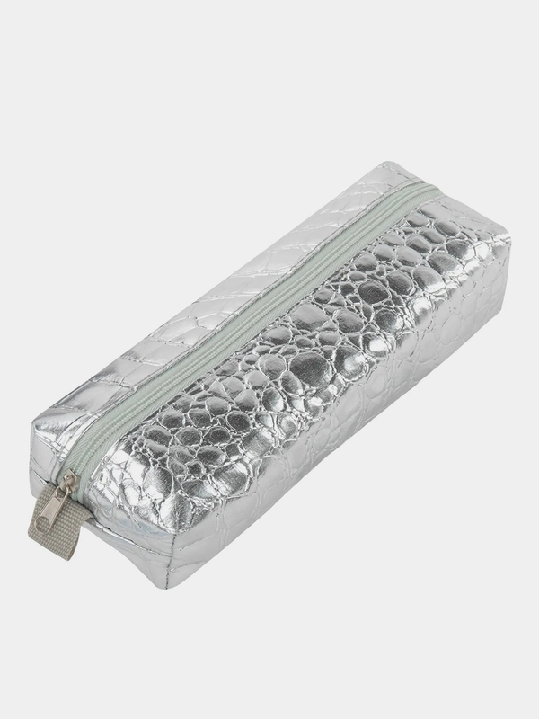 Пенал-косметичка Brauberg, крокодиловая кожа, 20х6х4 см, Ultra silver, 270851