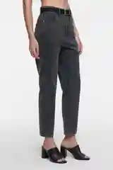 Голубой джинсы mom-fit укороченные с бархатным ремнем женские Befree