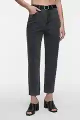 Голубой джинсы mom-fit укороченные с бархатным ремнем женские Befree