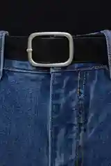 Голубой джинсы mom-fit укороченные с бархатным ремнем женские Befree