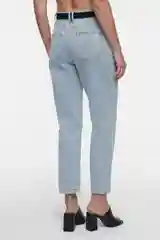 Синий джинсы mom-fit укороченные с бархатным ремнем женские Befree