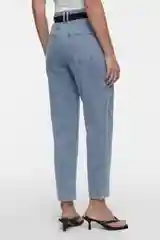 Голубой джинсы mom-fit укороченные с бархатным ремнем женские Befree
