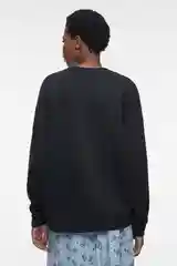 Белый свитшот oversize хлопковый из футера с принтом-вышивкой женский Befree