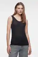 Черный майка slim вискозная на широких бретелях женская Befree