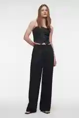Черный брюки широкие костюмные с высокой посадкой женские Befree