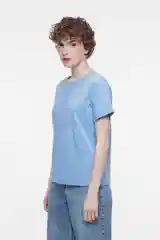 Голубой футболка regular fit хлопковая базовая прямая женская Befree