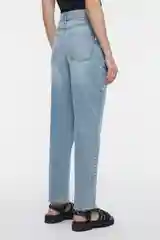 Голубой джинсы straight прямые высокие с обрезанными краями женские Befree