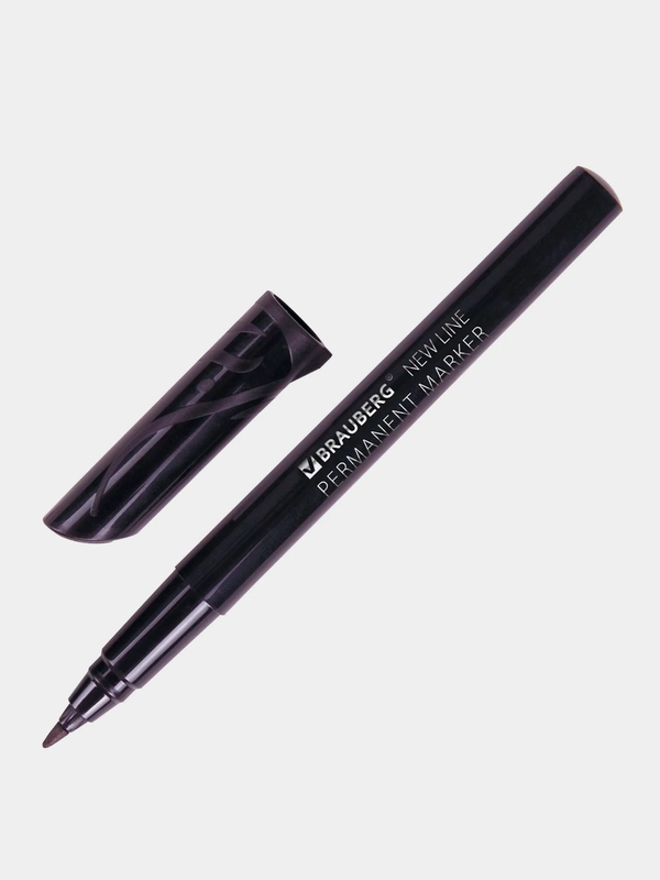 Маркер перманентный черный Brauberg New Line, Выгодный Комплект 12 штук, 2 мм, 880746