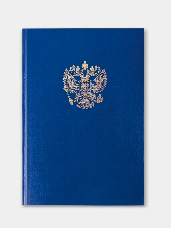 Книга учета 96 л., клетка, твердая, герб, А4 (200х290 мм), Brauberg, синяя, 130141