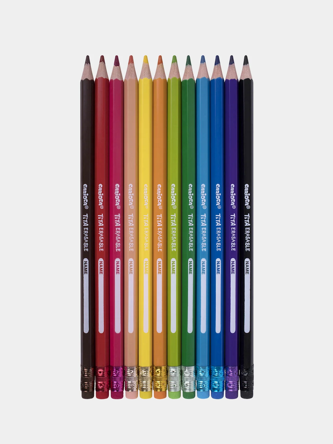 Карандаши цветные стираемые с резинкой Carioca Erasable, 12 цв, пластик, заточенные, 42897