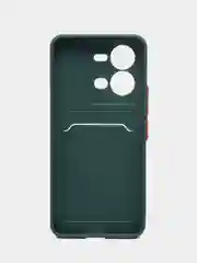 Тёмно-зелёный чехол силиконовый для Vivo V25/V25E (Виво В25/В25Е), с карманом для карт