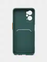 Тёмно-зелёный силиконовый чехол для Realme 9i 4G, Oppo A36 4G, A96 4G (Реалми 9 Ай), c отсеком для карт