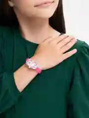 Розовый детский пластиковый браслет с единорогом