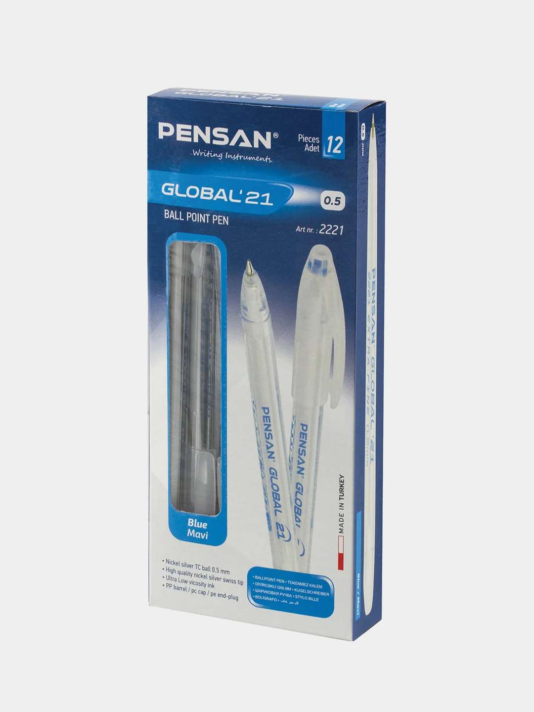 Ручка шариковая масляная Pensan Global-21, Синяя, 2 шт., 2221