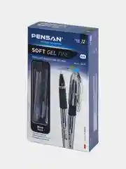 Ручка гелевая с грипом Pensan Soft Gel Fine, Черная, 2 шт., 2420/12