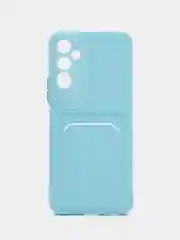 Голубой силиконовый чехол для Tecno POVA Neo 2 (Техно Пова Нео 2), прозрачный с карманом для карт