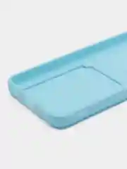Голубой силиконовый чехол для Tecno POVA Neo 2 (Техно Пова Нео 2), прозрачный с карманом для карт