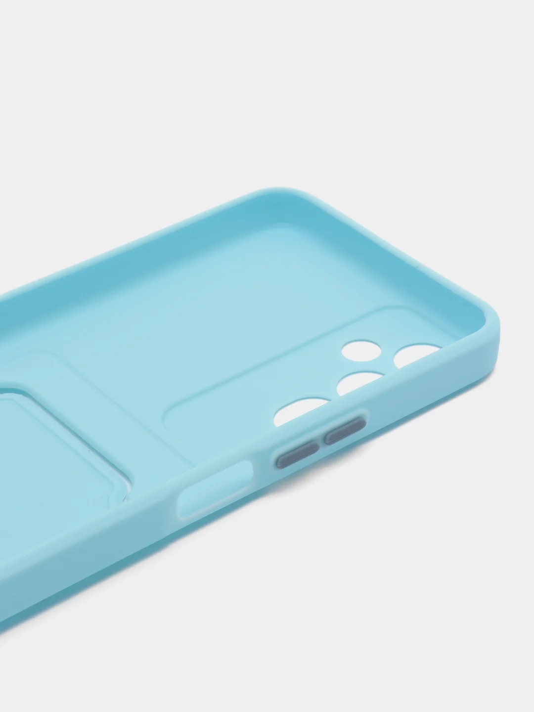 Голубой силиконовый чехол для Tecno POVA Neo 2 (Техно Пова Нео 2), прозрачный с карманом для карт