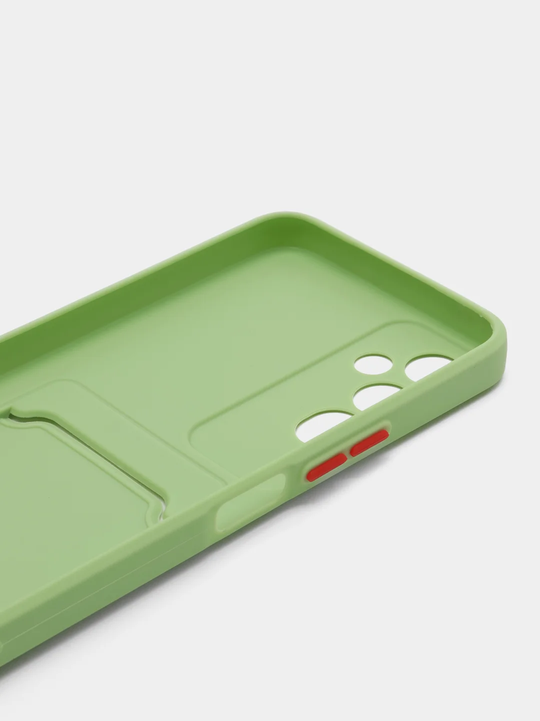 Зеленый силиконовый чехол для Tecno POVA Neo 2 (Техно Пова Нео 2), прозрачный с карманом для карт