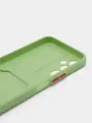 Зеленый силиконовый чехол для Tecno POVA Neo 2 (Техно Пова Нео 2), прозрачный с карманом для карт