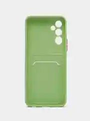 Зеленый силиконовый чехол для Tecno POVA Neo 2 (Техно Пова Нео 2), прозрачный с карманом для карт