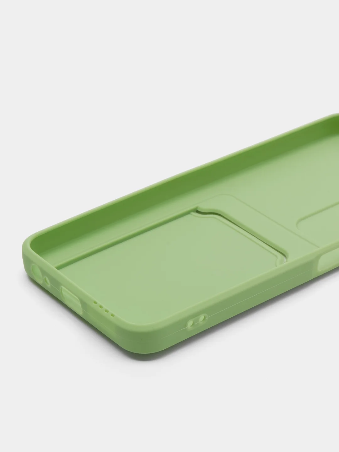 Зеленый силиконовый чехол для Tecno POVA Neo 2 (Техно Пова Нео 2), прозрачный с карманом для карт