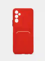Красный силиконовый чехол для Tecno POVA Neo 2 (Техно Пова Нео 2), прозрачный с карманом для карт
