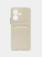 Белый силиконовый чехол для Vivo Y22 / Y22S (Виво у22 / у22С), с карманом для карт