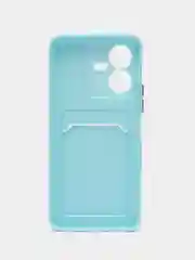 Голубой силиконовый чехол для Vivo Y22 / Y22S (Виво у22 / у22С), с карманом для карт