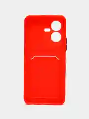 Красный силиконовый чехол для Vivo Y22 / Y22S (Виво у22 / у22С), с карманом для карт