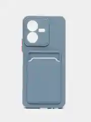 Синий меланж силиконовый чехол для Vivo Y22 / Y22S (Виво у22 / у22С), с карманом для карт