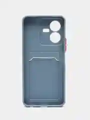 Синий меланж силиконовый чехол для Vivo Y22 / Y22S (Виво у22 / у22С), с карманом для карт