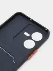 Темно-синий силиконовый чехол для Vivo Y22 / Y22S (Виво у22 / у22С), с карманом для карт