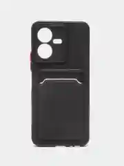 Черный силиконовый чехол для Vivo Y22 / Y22S (Виво у22 / у22С), с карманом для карт