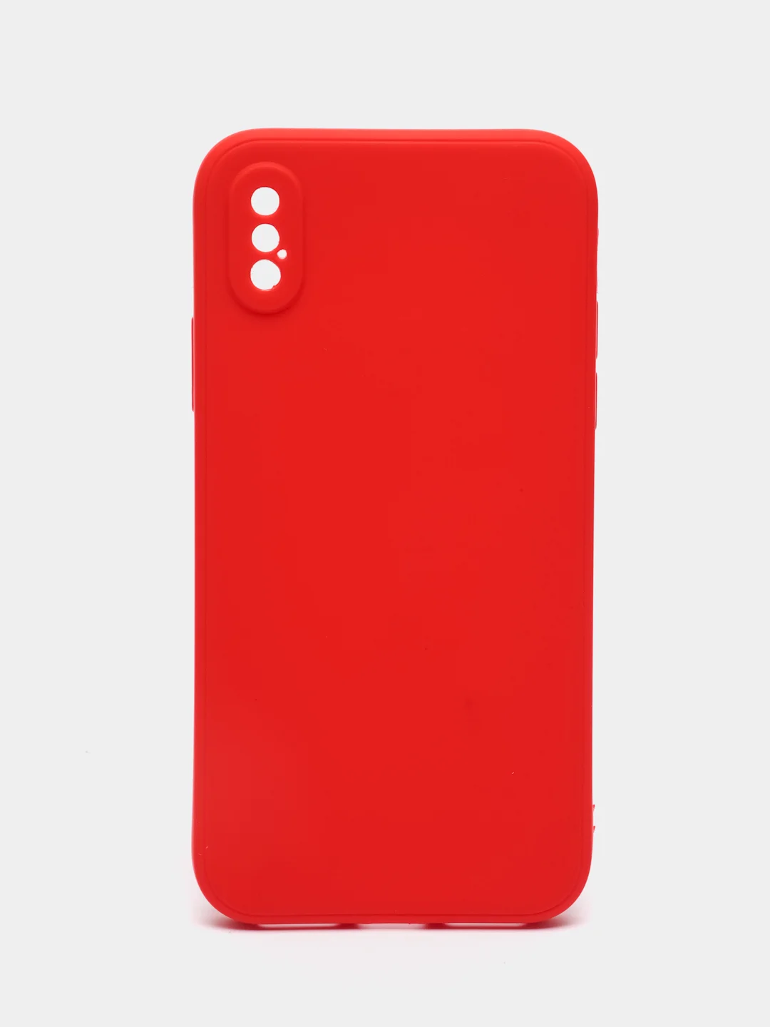 Красный чехол для iPhone X, XS силиконовый (Айфон Х, Хс) силиконовый, c защитой камеры