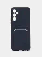 Темно-синий силиконовый чехол для Tecno POVA Neo 2 (Техно Пова Нео 2), прозрачный с карманом для карт