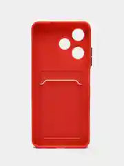 Коралловый силиконовый чехол для Infinix HOT 30i (Инфиникс Хот 30Ай), с карманом для карт, прозрачный