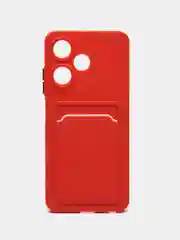 Коралловый силиконовый чехол для Infinix HOT 30i (Инфиникс Хот 30Ай), с карманом для карт, прозрачный