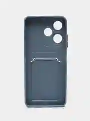 Синий меланж силиконовый чехол для Infinix HOT 30i (Инфиникс Хот 30Ай), с карманом для карт, прозрачный