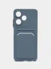 Синий меланж силиконовый чехол для Infinix HOT 30i (Инфиникс Хот 30Ай), с карманом для карт, прозрачный