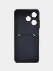 Темно-синий силиконовый чехол для Infinix HOT 30i (Инфиникс Хот 30Ай), с карманом для карт, прозрачный
