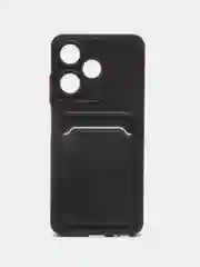Черный силиконовый чехол для Infinix HOT 30i (Инфиникс Хот 30Ай), с карманом для карт, прозрачный