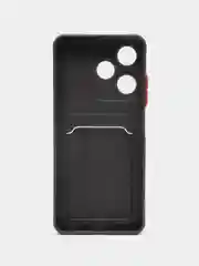 Черный силиконовый чехол для Infinix HOT 30i (Инфиникс Хот 30Ай), с карманом для карт, прозрачный