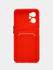 Красный силиконовый чехол для Realme 9i 4G, Oppo A36 4G, A96 4G (Реалми 9 Ай), c отсеком для карт
