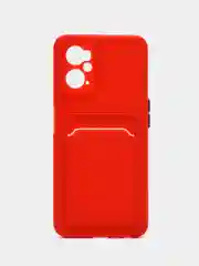 Красный силиконовый чехол для Realme 9i 4G, Oppo A36 4G, A96 4G (Реалми 9 Ай), c отсеком для карт