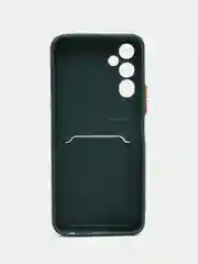 Тёмно-зелёный силиконовый чехол для Tecno POVA Neo 2 (Техно Пова Нео 2), прозрачный с карманом для карт
