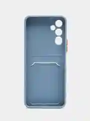 Синий меланж силиконовый чехол для Tecno POVA Neo 2 (Техно Пова Нео 2), прозрачный с карманом для карт