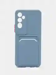 Синий меланж силиконовый чехол для Tecno POVA Neo 2 (Техно Пова Нео 2), прозрачный с карманом для карт