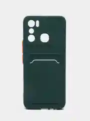 Тёмно-зелёный силиконовый чехол для Infinix Hot 20 Play 4G (Инфиникс Хот 20 плей)